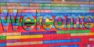 Aufschrift "Welcome"